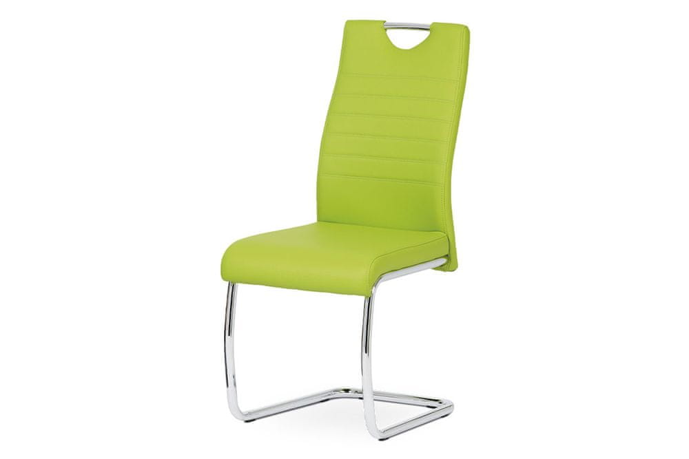 Autronic jedálenská stolička, koženka zelená, chróm DCL-418 LIM